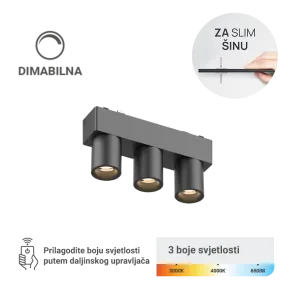 LED magnetna svetilka Green Tech, 6W, 3CCT, LED Osram, zatemnilna za ozko tirnico