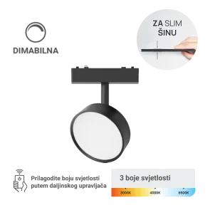 LED magnetna svetilka Green Tech, 9W, 3CCT, LED Osram, zatemnilna za ozko tirnico