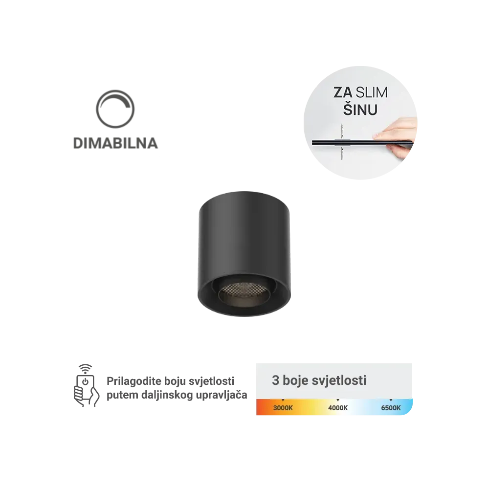 LED Magnetic Light Green Tech, 6W, 3CCT, OSRAM LED, Dimmable for Slim Track