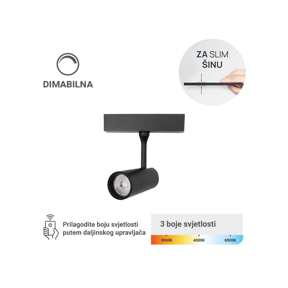 LED Magnetic Lamp Green Tech, 3W, 3CCT, OSRAM LED, Dimmable for Slim Track