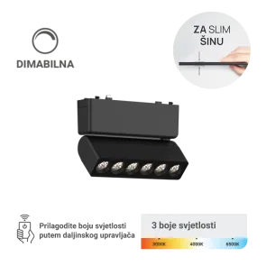 LED magnetna svetilka Green Tech, 6W, 3CCT, LED Osram, Zatemnilna za slim tirnico