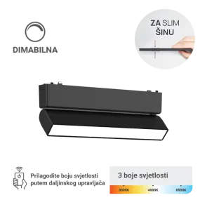 LED magnetna svetilka Green Tech, 12W, 3CCT, LED Osram, Zatemnilna za slim tirnico