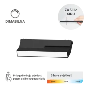LED magnetna svetilka Green Tech, 12W, 3CCT, LED Osram, zatemnilna za slim tirnico