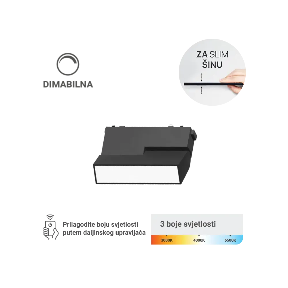 LED Magnetic Lamp Green Tech, 6W, 3CCT, LED Osram, Dimmable for Slim Track