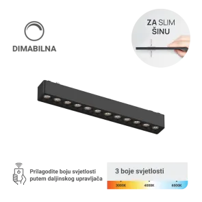 LED magnetna svetilka Green Tech, 12W, 3CCT, LED Osram, zatemnilna za slim tirnico