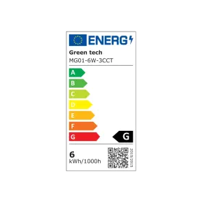 LED Magnetic Lamp Green Tech, 6W, 3CCT, LED Osram, Dimmable for Slim Track