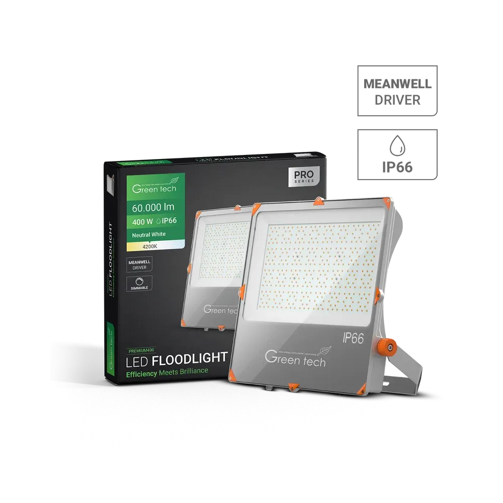 Premium LED reflektor Green Tech, 400W, 150LM/W 4200K, IP66 Meanwell XLG