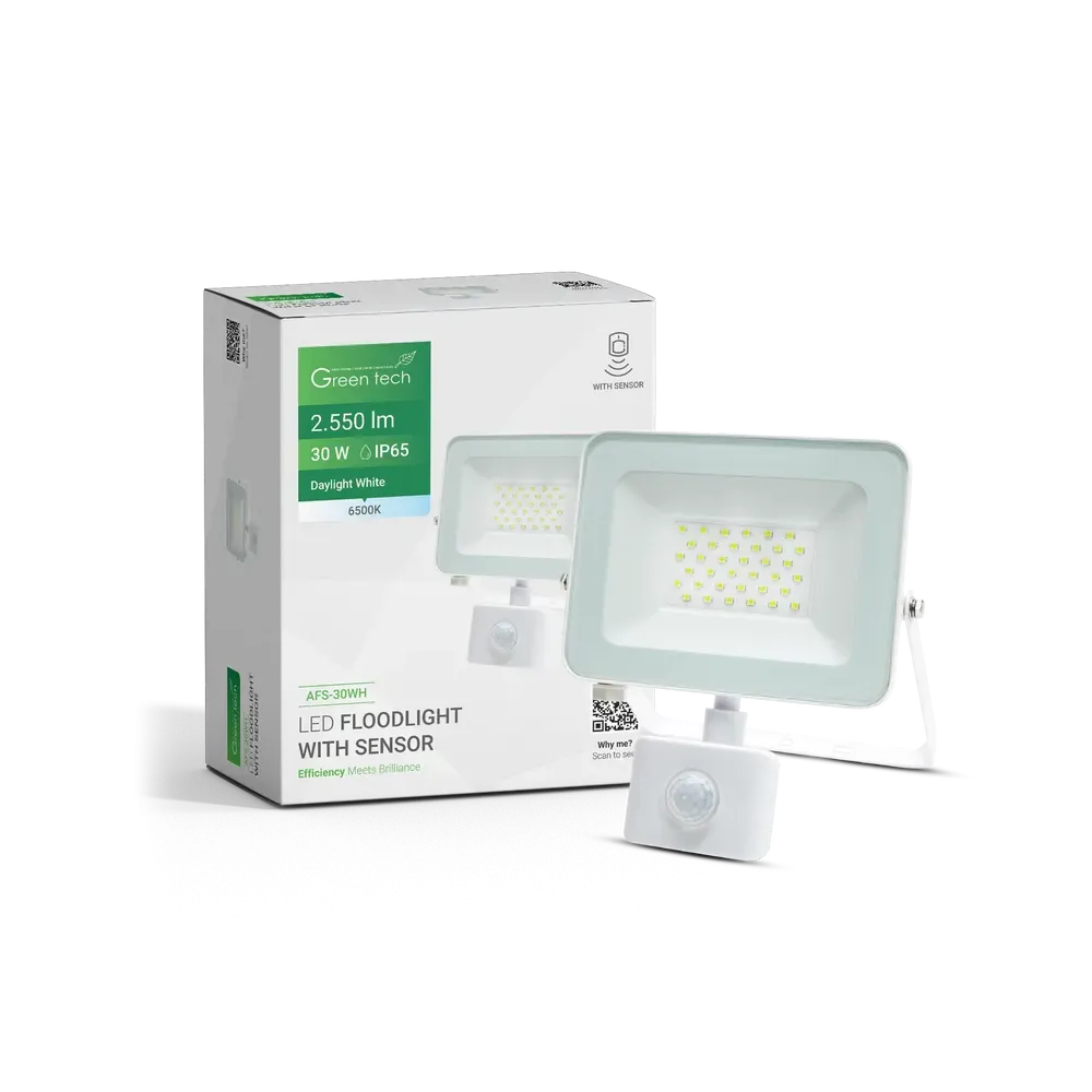 LED reflektor s senzorjem Green Tech 2550 lm, 30W, 6500K, IP65, bel
