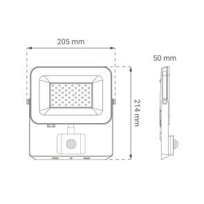 LED Floodlight with Sensor Green Tech 4250 lm, 50W, 6500K, IP65, Black