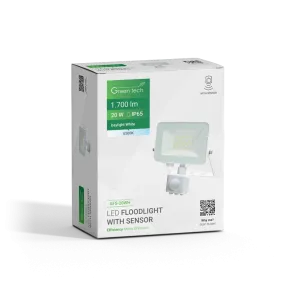 LED reflektor s senzorjem Green Tech 1700 lm, 20W, 6500K, IP65, bel
