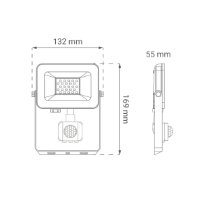 LED reflektor s senzorjem Green Tech 1700 lm, 20W, 6500K, IP65, bel