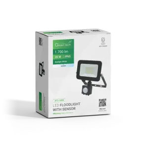 LED Floodlight with Sensor Green Tech 1700 lm, 20W, 6500K, IP65, Black