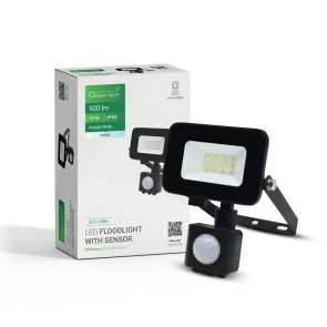 LED reflektor s senzorjem Green Tech 900 lm, 10W, 6500K, IP65, črn