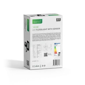 LED reflektor s senzorjem Green Tech 900 lm, 10W, 6500K, IP65, črn